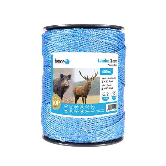 Lanko na elektrický ohradník, priemer 3 mm, modré, dĺžka 400 m