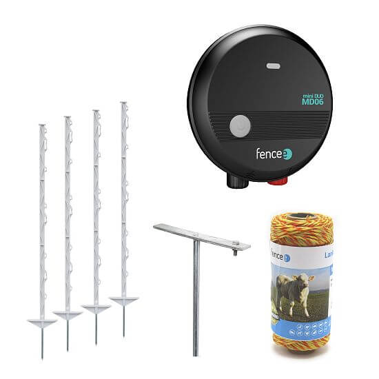 Sada pre elektrický ohradník pre psov, mačky a králiky - DUO zdroj elektrického ohradníka 0,6 J - lanko 100 m