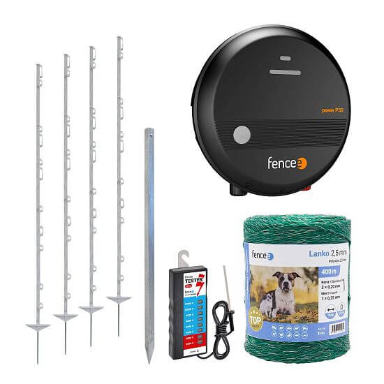 Sada elektrického ohradníka pre dobytok, zver, prasata, ovce a kozy - sieťový zdroj elektrického ohradníka 3 J - lanko 400 m