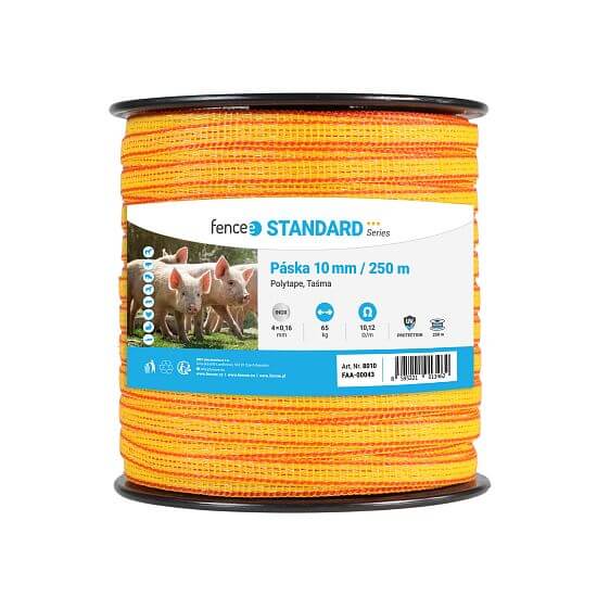 Páska na elektrický ohradník, šírka 10 mm, žltooranžová, dĺžka 250 m