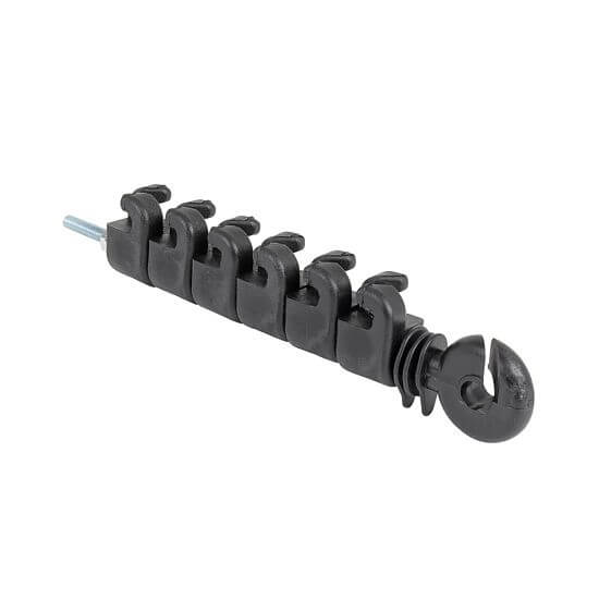 Izolátor na elektrický ohradník proti škodcom, 7 očiek pre drôt a lanká, pre Plus - Mínus vedenia, závit M6