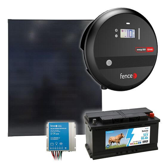 Sada solárneho panelu a elektrického ohradníka - 10 J zdroj, solárný panel 200 W, regulátor a 12V batéria 95 Ah