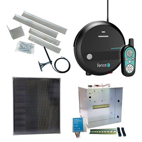 Premium sada solárného ohradníka - Kompletná prenosná schránka + 3 J chytrý RF zdroj, 40 W panel