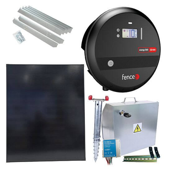 Premium sada solárného ohradníka - Kompletná bezpečnostná schránka + 10 J zdroj, 200 W panel