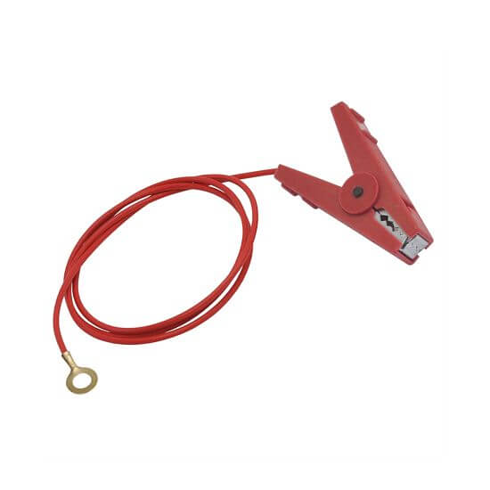 Kábel pripojovací s krokosvorkou, očko 8 mm, dĺžka 100 cm, červený