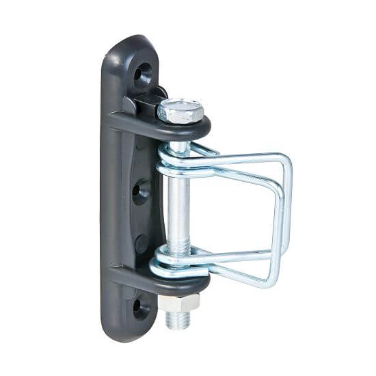 Rohový izolátor na elektrický ohradník s kovovou skrutkou a úchytmi pre pásku do 40 mm - 4 ks