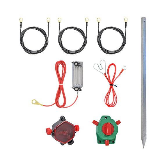 Ochranná sada na uzemnenie elektrického ohradníka s bleskozvodom a spínačom