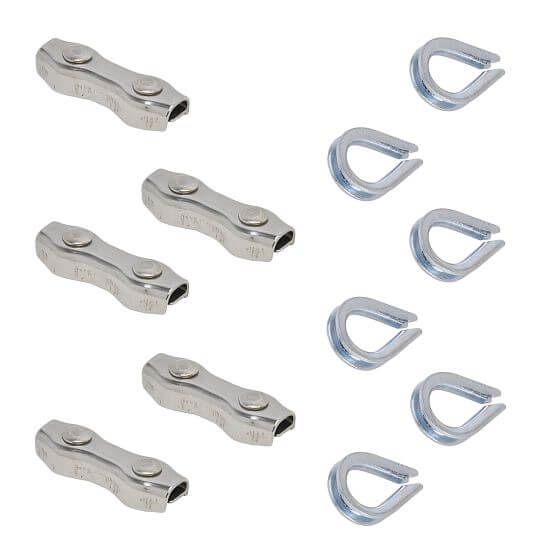 Sada lanových očiek na vytvorenie oka + dvojité spojky pre plotové drôty do 6 mm