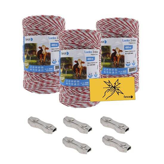 Sada 3 mm lanko + dvojité konektory + výstražné značky