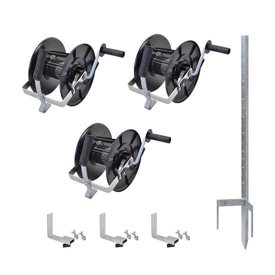 Sada navijakov s prevodom 3 : 1 s upevnením na univerzálny kovový U-stĺpik 120 cm