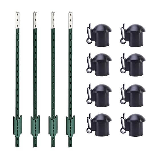 Sada T-stĺpikov pre elektrický ohradník 167 cm + krytky s izolátorom - 50 ks