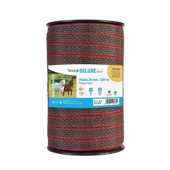Páska na elektrický ohradník, šírka 20 mm, hnedočervená, dĺžka 200 m