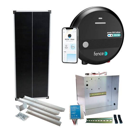 Premium sada solárneho ohradníka - Kompletný prenosný box + chytrý LTE zdroj 5J, panel 100W