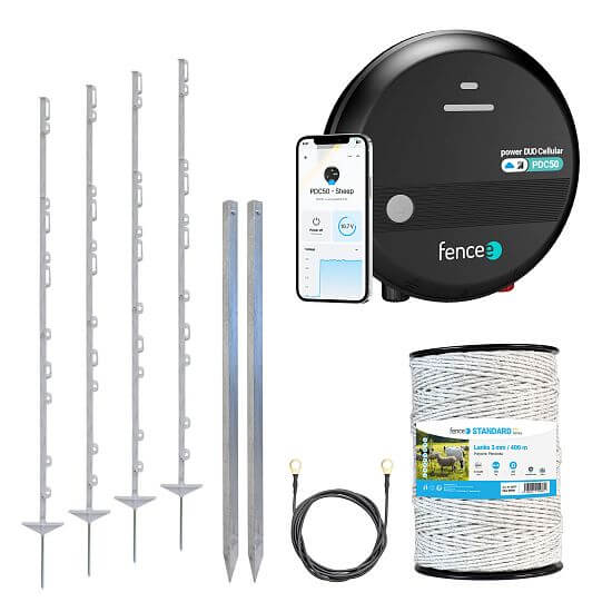 Sada elektrického ohradníka pre dobytok, ovce, kozy a proti lesnej zveri - LTE zdroj DUO - lanko 400 m
