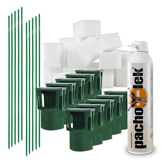 Súprava pachového ohradníka na ochranu vinohradu – adaptér s nosičom pachového ohradníka 80 ks + sklolaminátový stĺpik 80 ks