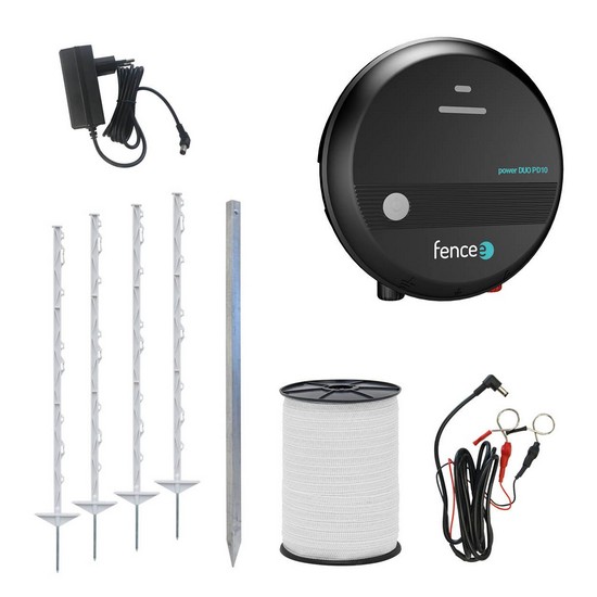 Sada pre elektrický ohradník pre kone, poníky, psy, dobytok a proti škodcom - DUO zdroj elektrického ohradníka 1 J - páska 200 m