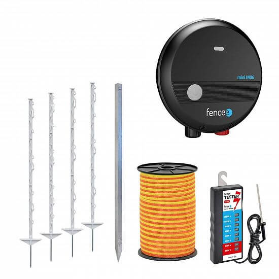 Sada elektrického ohradníka pre kone, poníky, psy, králiky - sieťový zdroj elektrického ohradníka 0,6 J - páska 250 m