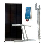 Basic sada solárného ohradníka - zemný vrut, 15 A regulátor, konzola a solární panel 200 W