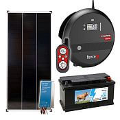 Sada solárneho elektrického ohradníka - 15 J zdroj s diaľkovým ovládaním, solárný panel 200 W, regulátor a 12V batéria 95 Ah